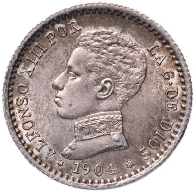 купить Испания 50 сентимо 1904 (1 и 0 внутри звёзд)