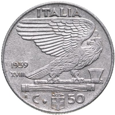 купить Италия 50 чентезимо (centesimi) 1939