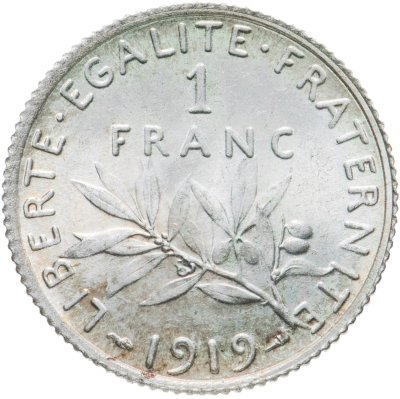 купить Франция 1 франк (franc) 1919