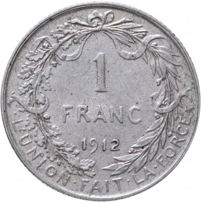 купить Бельгия 1 франк (franc) 1912 Надпись на французском - 'ALBERT ROI DES BELGES'