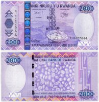 Купить Руанда 2000 франков 2007 год Pick 36
