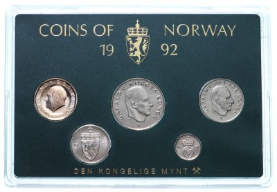 купить Норвегия набор монет (5 штук) 1992 в футляре