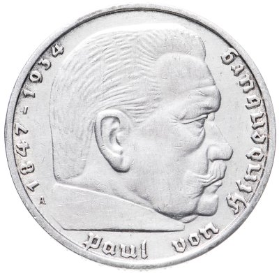 купить Третий Рейх 5 рейхсмарок (reichsmark) 1938 Гинденбург