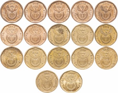 купить ЮАР набор из 17 монет 10 центов (cent) 2001-2017