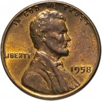 Купить США 1 цент 1958 без буквы монетного двора
