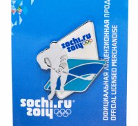 купить Значок РФ 2014г "XXII Зимняя Олимпиада в Сочи, спортивные Силуэты - хоккей", 2 вариант, цанга