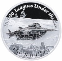 Купить Тувалу 1 доллар 2015 Proof "Корабли которые никогда не плавали - Nautilus 20000 лье под водой" в футляре, с сертификатом