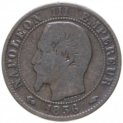 купить Франция 5 сантимов (centimes) 1856 A, знак монетного двора: "A" - Париж