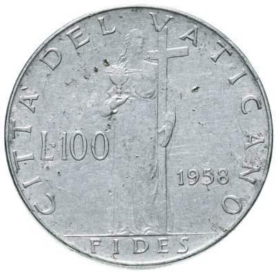 купить Ватикан 100 лир 1958