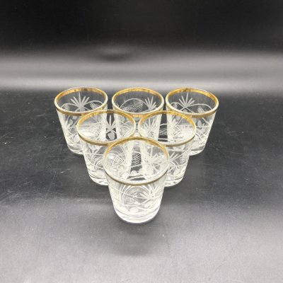 купить Набор из шести стопок с геометрическим декором, стекло, золочение, алмазная грань, СССР, 1970-1990 гг.