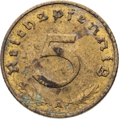 купить Германия (Третий рейх) 5 рейхспфеннигов (reichspfennig) 1938 A