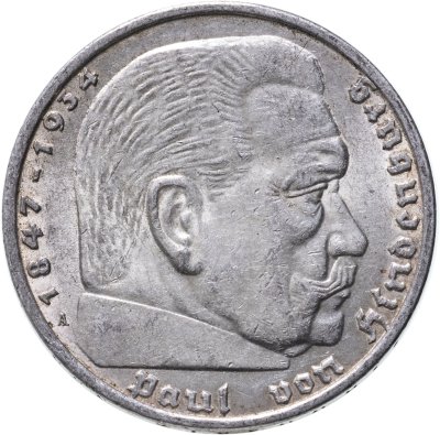 купить Германия (Третий Рейх) 5 рейхсмарок 1935, орел без свастики
