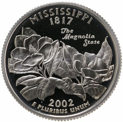 купить США 25 центов (квотер, 1/4 доллара, quarter dollar) 2002 S Квотер штата Миссисипи знак монетного двора: "S" - Сан-Франциско