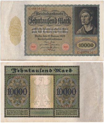купить Германия 10000 марок 1922 год (Pick 70) Буква J
