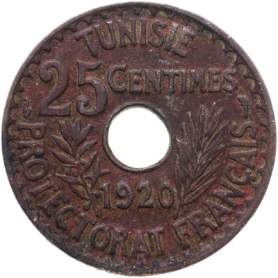 купить Тунис 25 сантимов 1920