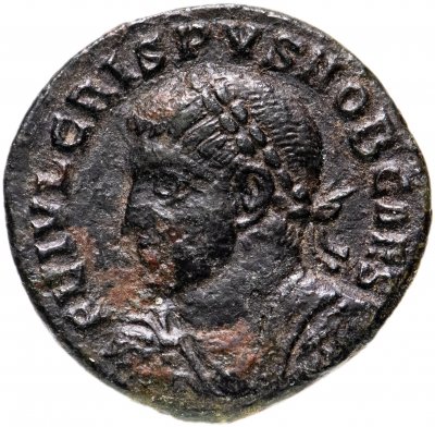 купить Римская Империя, Крисп, 317-326 гг, фракция фоллиса (реверс: Крепостная башня, без дверей, с двумя зубцами, вверху одна звезда)