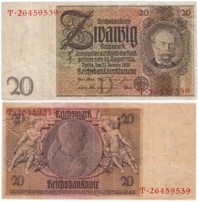 купить Германия 20 рейхсмарок 1933 (Pick 181)