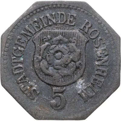 купить Германия (нотгельды), город Розенхайм 5 пфеннигов 1917