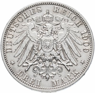 купить Германская Империя, Любек 3 марки 1909 A