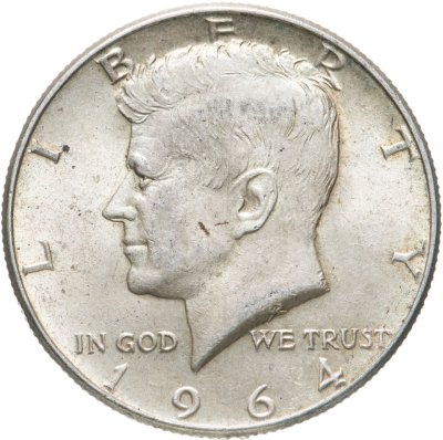 купить США 1/2 доллара (half dollar, полдоллара, 50 центов) 1964 "Кеннеди" без знака монетного двора