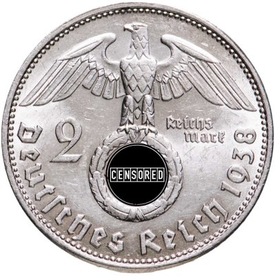 купить Германия (Третий Рейх) 2 рейхсмарки (reichsmark) 1938, знак монетного двора "B" - Вена