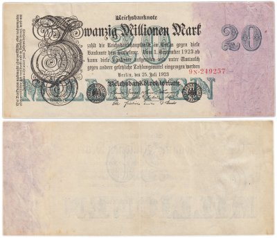 купить Германия 20000000 марок 1923 года (Pick 95b(1)