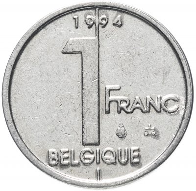 купить Бельгия 1 франк (franc) 1994-2001 (Надпись на французском - 'BELGIQUE')