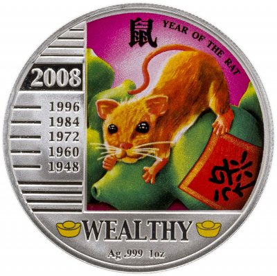 купить Ниуэ 1 доллар 2008 "Лунный календарь: год крысы богатство"