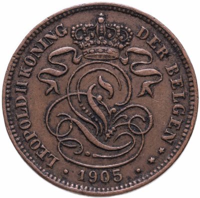 купить Бельгия 2 сантима 1905 Надпись на голландском - 'DER BELGEN'