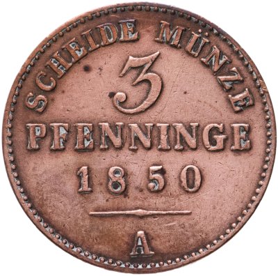 купить Германия, Пруссия 3 пфеннига 1850