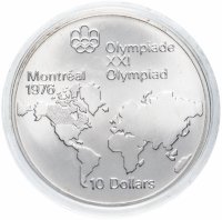 купить Канада 10 долларов (dollars) 1973 "XXI летние Олимпийские Игры, Монреаль 1976: Карта мира"