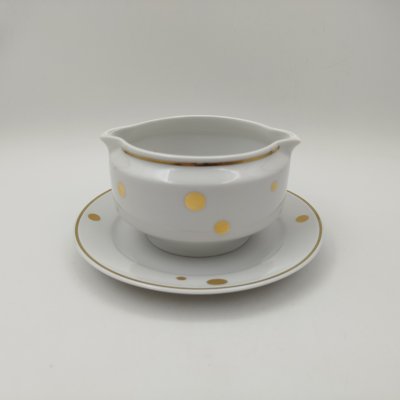 купить Соусник с декором в виде золотых горошин (серия "Eleganz"), фарфор, золочение, Weimar Porzellan (Веймарский фарфор), ГДР, 1949-1980 гг.