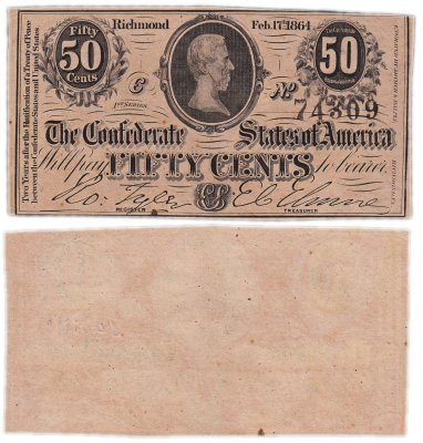 купить США, Конфедеративные Штаты Америки, Ричмонд 50 центов 1864
