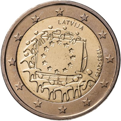 купить Латвия 2 евро 2015 "30 лет флагу Европы"
