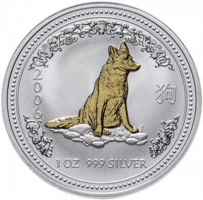 купить Австралия 1 доллар 2006 Proof «Восточный календарь - год Собаки» золоченая