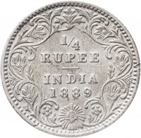 Купить 1/4 рупии 1889 Британская Индия