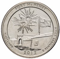 Купить США 1/4 доллара (25 центов, квотер) 2013 S — "Национальный памятник Форт Мак-Генри" (19-й парк)