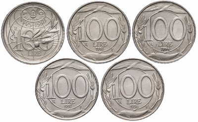купить Италия набор из 5 монет 1993-1997