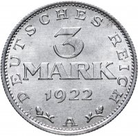купить Германия 3 марки (mark) 1922 A "3-я годовщина Веймарской конституции"