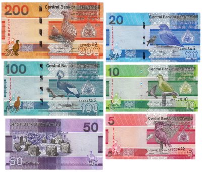 купить Гамбия набор (6 штук) 5, 10, 20, 50, 100, и 200 даласи 2023 года