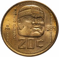 Купить Мексика 20 сентавос 1984 Культура Ольмеки