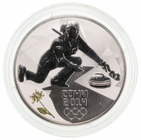 купить 3 рубля 2014 СПМД Proof "XXII Зимняя Олимпиада в Сочи - Кёрлинг"