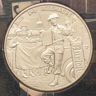 купить Франция 1/4 евро (euro) 2025 "День Победы - Нидерланды", в коин-карте