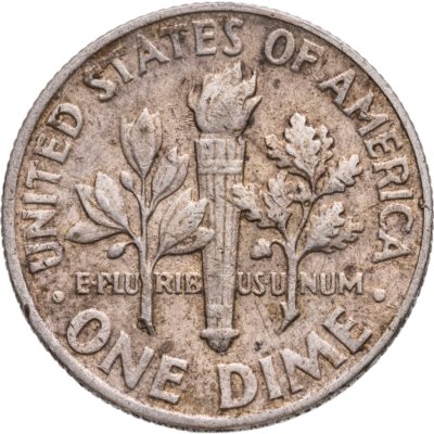 купить США 10 центов (дайм, one dime) 1964 Silver Roosevelt Dime (Рузвельт) без обозначения монетного двора