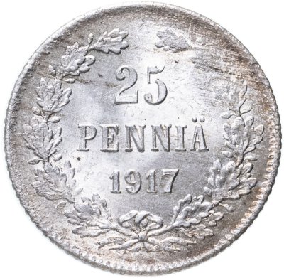 купить 25 пенни (pennia) 1917 S гербовый орёл без корон
