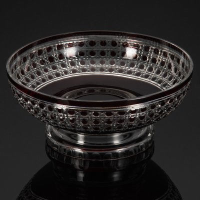 купить Сухарница "Камешки", автор А. А. Липская, хрусталь, алмазная грань, выдувание, нацвет, Дятьковский хрустальный завод, СССР, 1950-1960 гг.