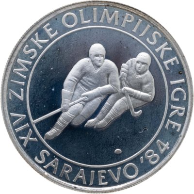 купить Югославия 100 динаров (динара, dinara) 1982 "XIV зимние Олимпийские игры, Сараево 1984 - Хоккей"