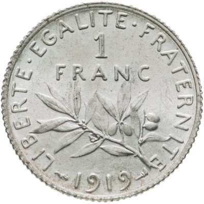 купить Франция 1 франк (franc) 1919
