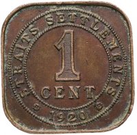 купить Стрейтс Сетлментс 1 цент (cent) 1920