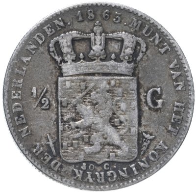 купить Нидерланды 1/2 гульдена 1863